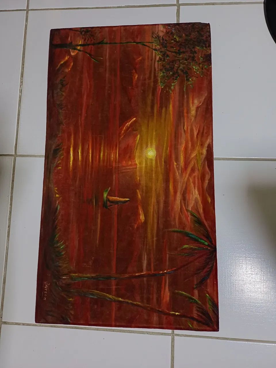 Tela pintada no veludo