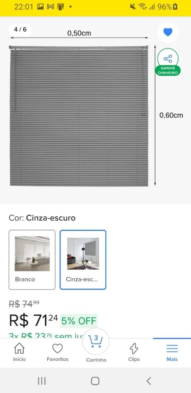 Persiana horizontal NOVA preta