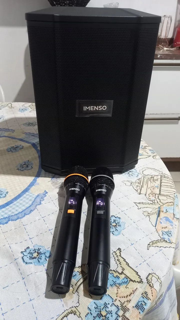 CAIXA DE SOM IMENSO COM DOIS MICRO FONES SEM FIO  - Foto 5