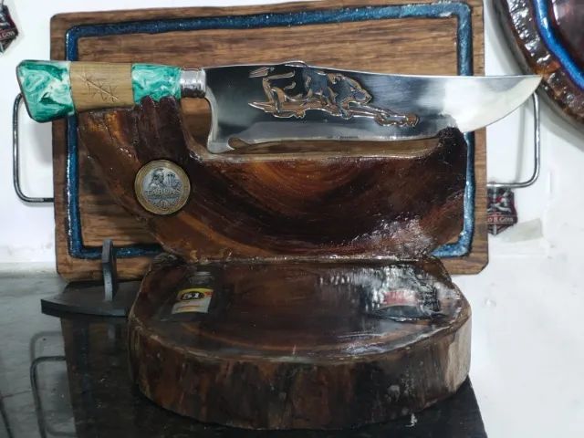 Facas inox com bainha de couro personalizada - Foto 2