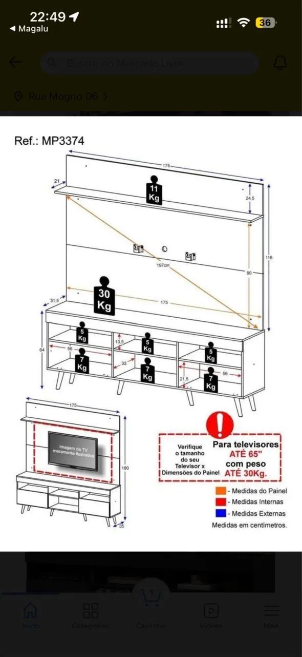 Rack com Painel para TV até 65 - Foto 5