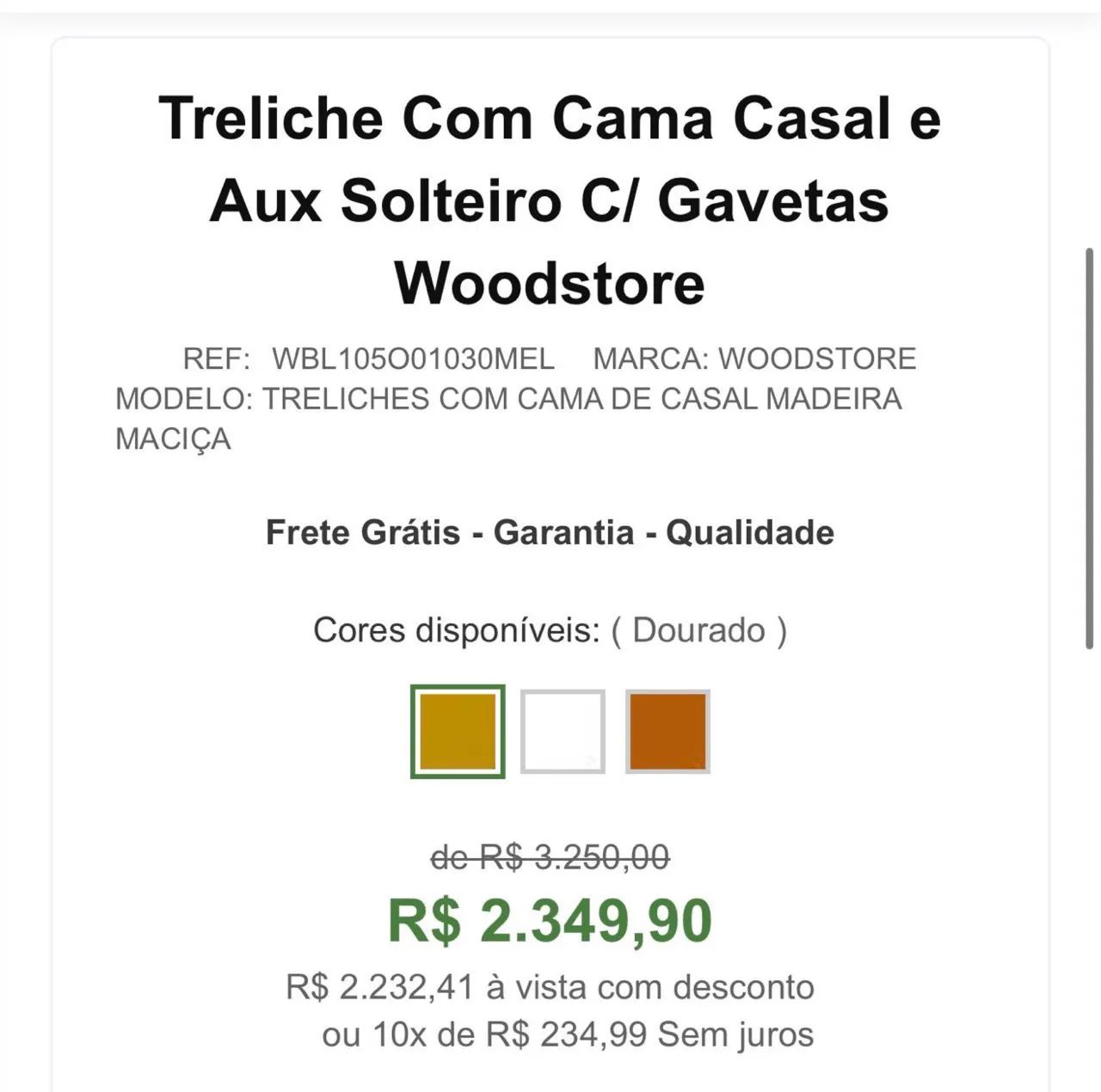 Treliche Com Cama Casal e Aux Solteiro C/ Gavetas Woodstore - Foto 3