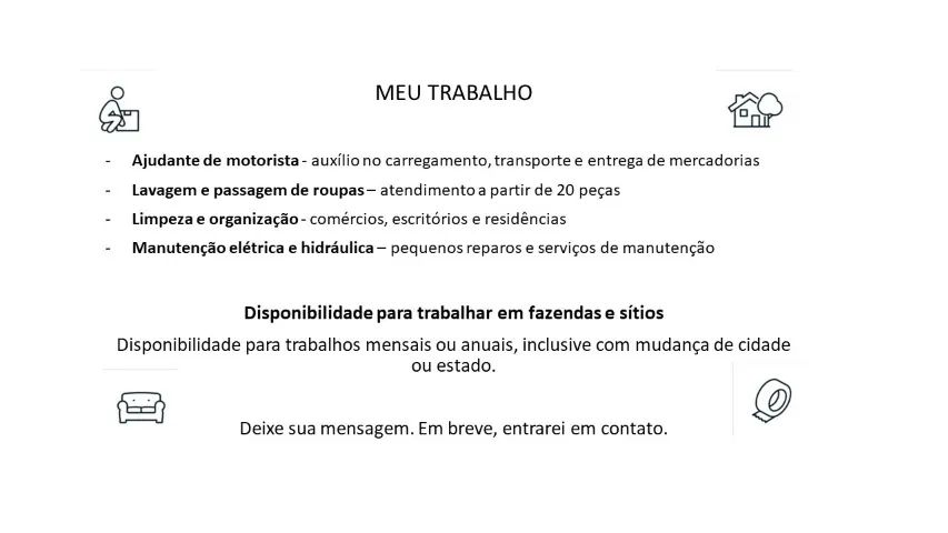 Francisco - Diarista Masculino | Limpeza e Serviços Gerais