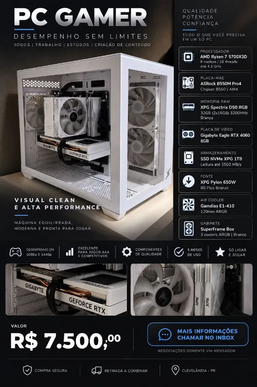 PC GAMER RYZEN 7 5700X3D + RTX 4060