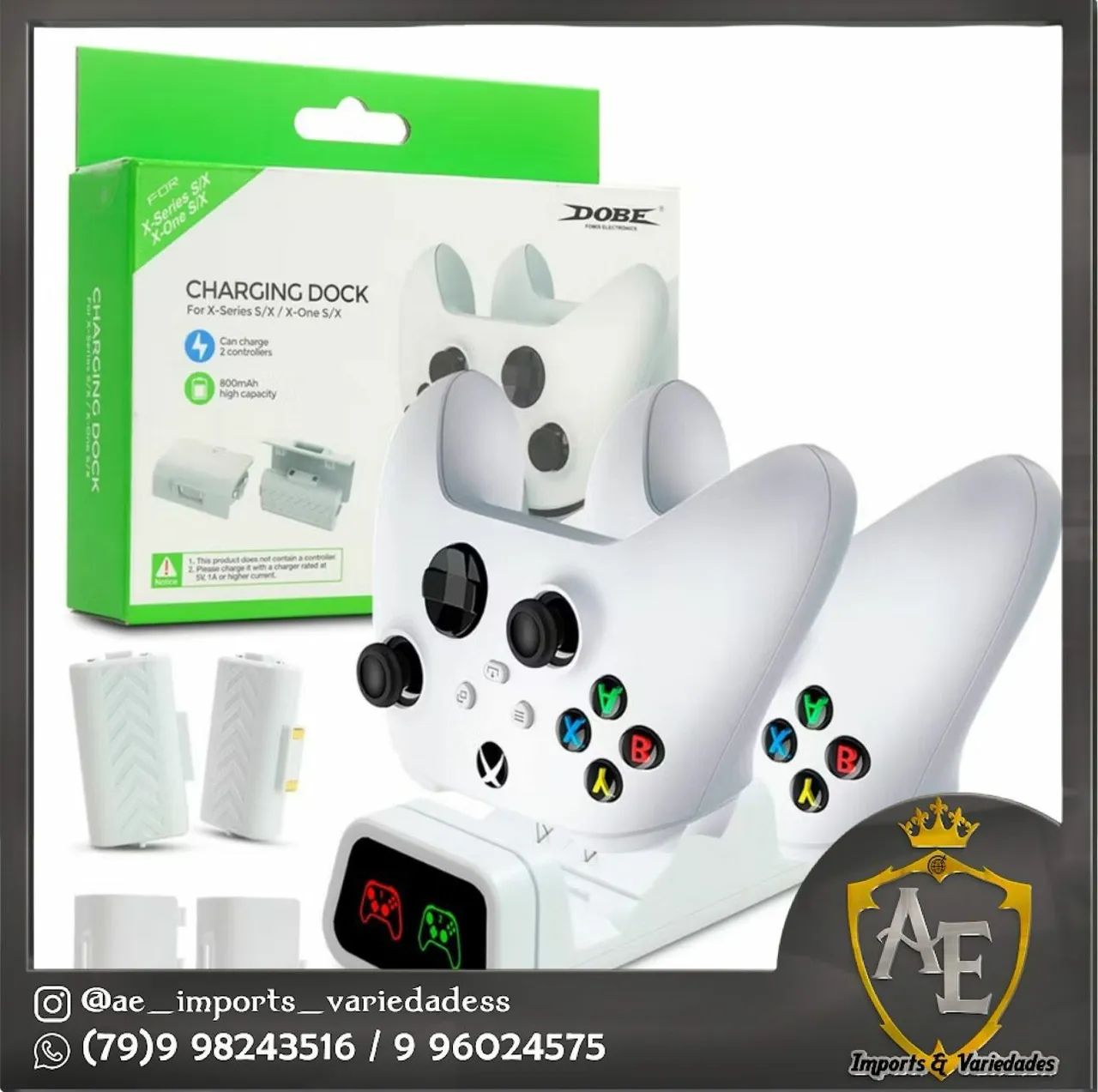 Kit Base + 2 baterias controles Xbox One S e sereis S