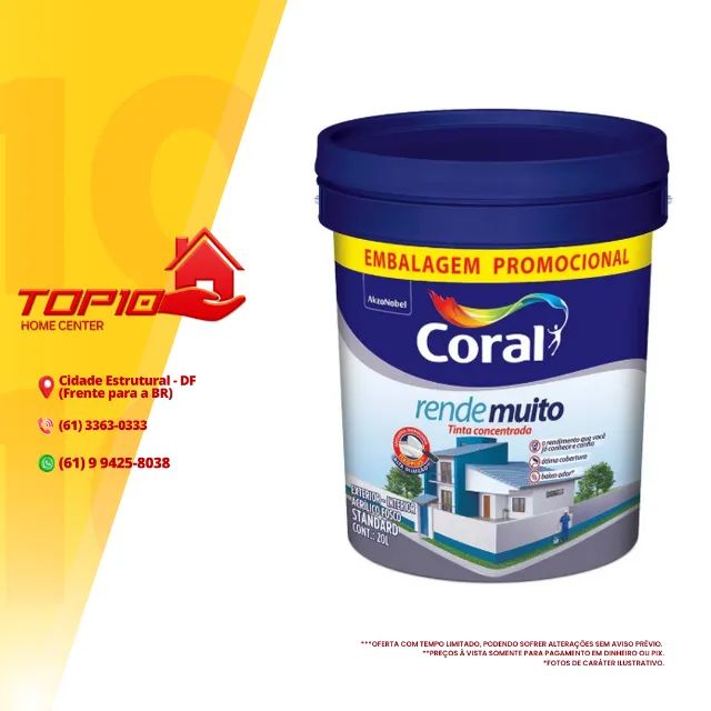 Tinta Coral Rende Muito BD 20LT PROMOÇÃO R$ 349,99 a vista