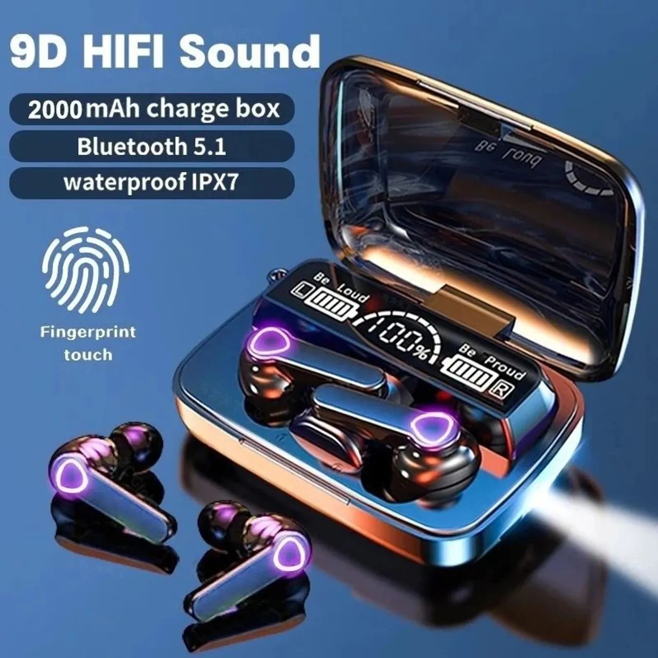 FINE DE OUVIDO BLUETOOTH M19 TWS HD SOUND TOUCH CONTROL COM CASE LED P/ ANDROID E IOS - Foto 3
