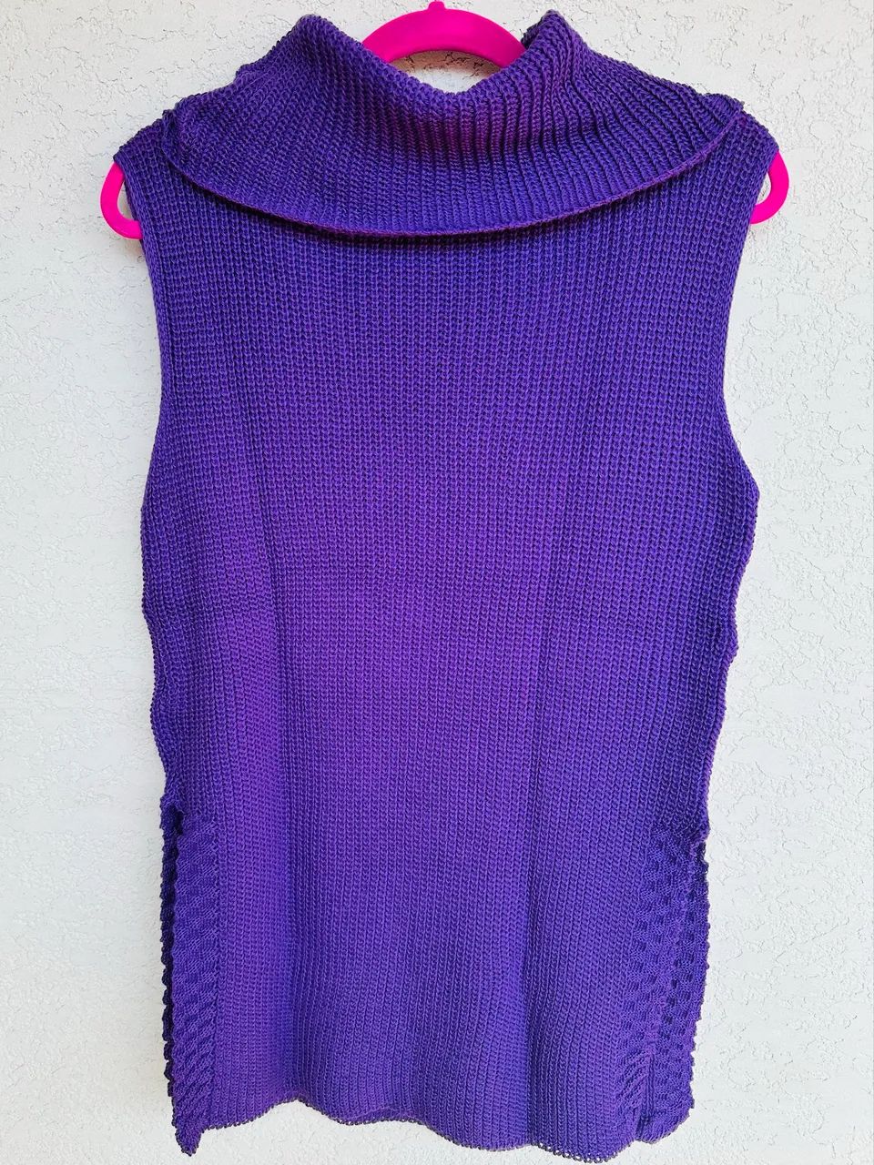Colete alongado feminino tricô roxo  - Foto 2