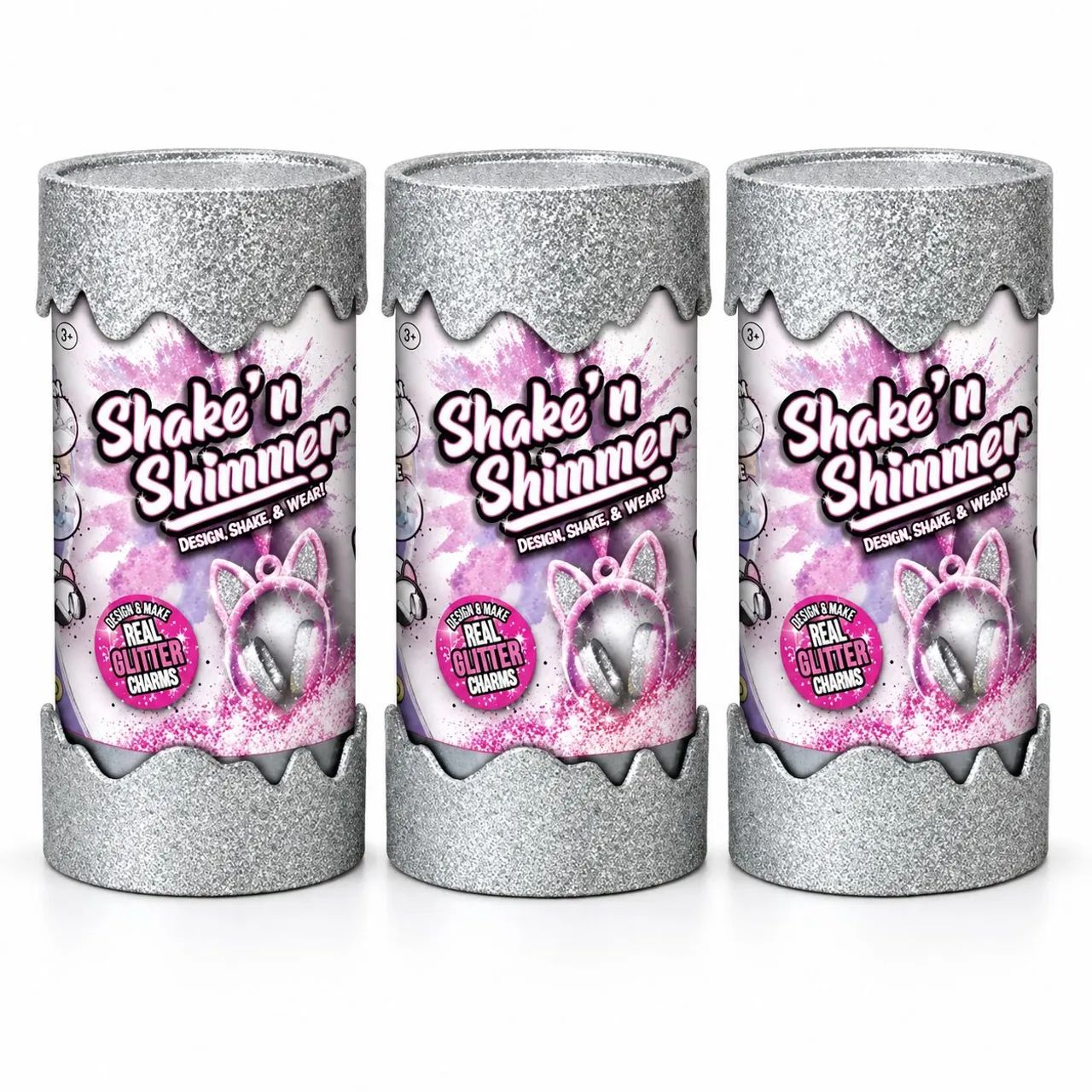 Kit com 3 Pulseiras Shake'n Shimmer com Glitter 