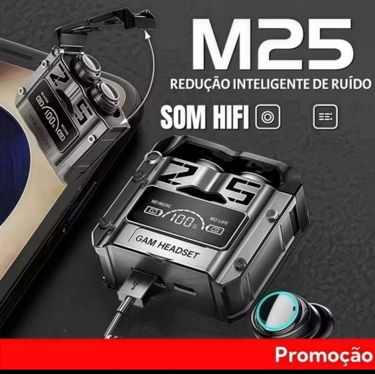 Fone de Ouvido Bluetooth M25 Gamer Led - Foto 3