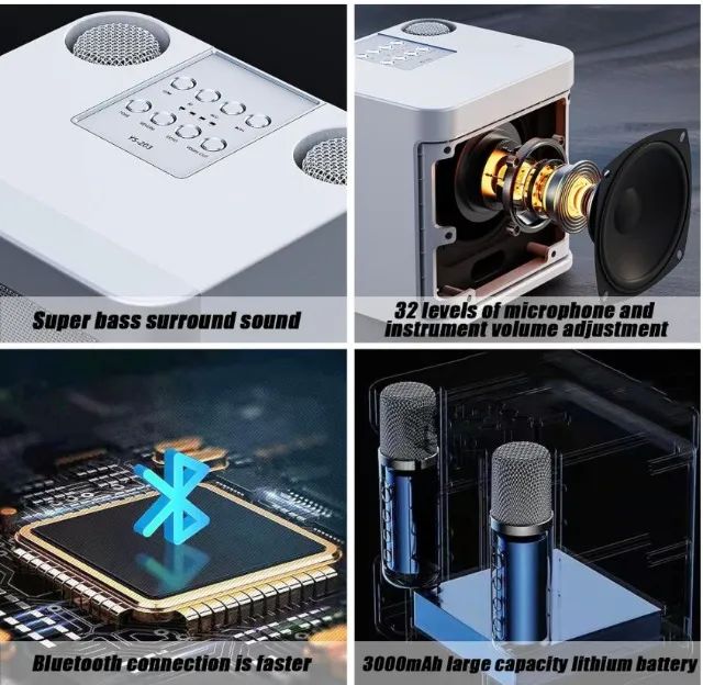 Máquina De Karaokê Com 2 Microfones Duplos Sem Fio Portable - Foto 2