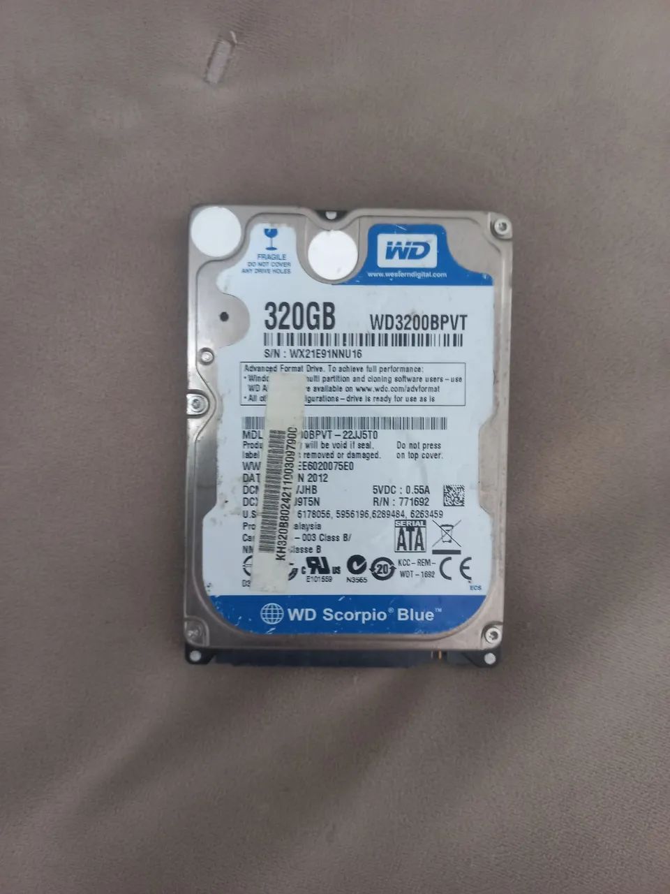HD notebook 320gb com problema