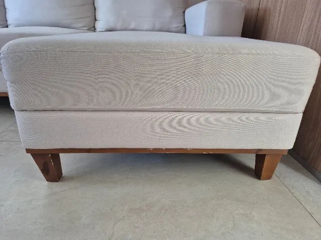 Sofá De Canto Com Chaise 3 Lugares Bege Para Sala (Usado) - Foto 5