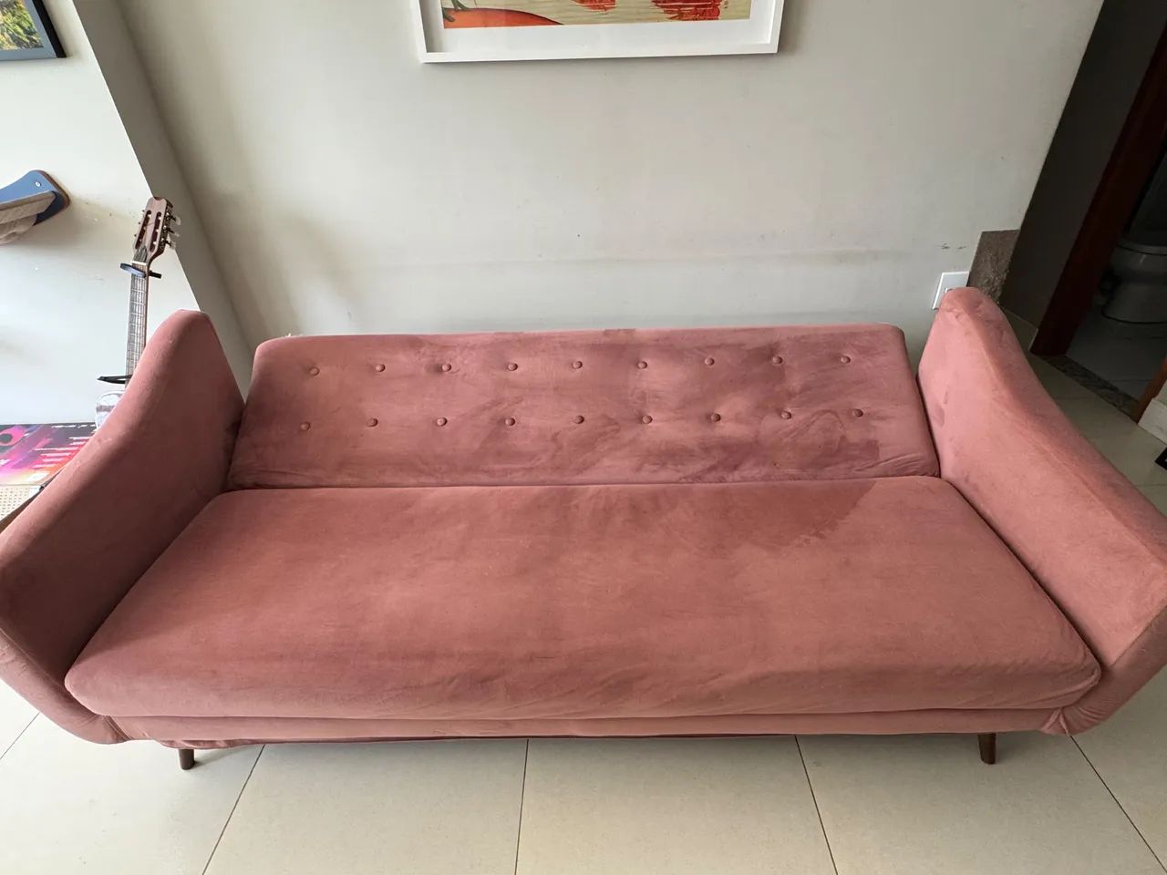 Sofá cama 3 lugares (veludo rosé) - Foto 2