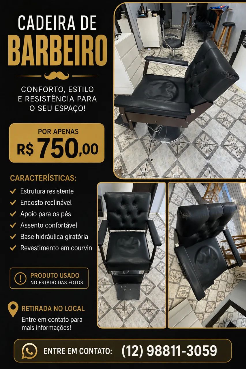Cadeira Barbeiro R$750,00