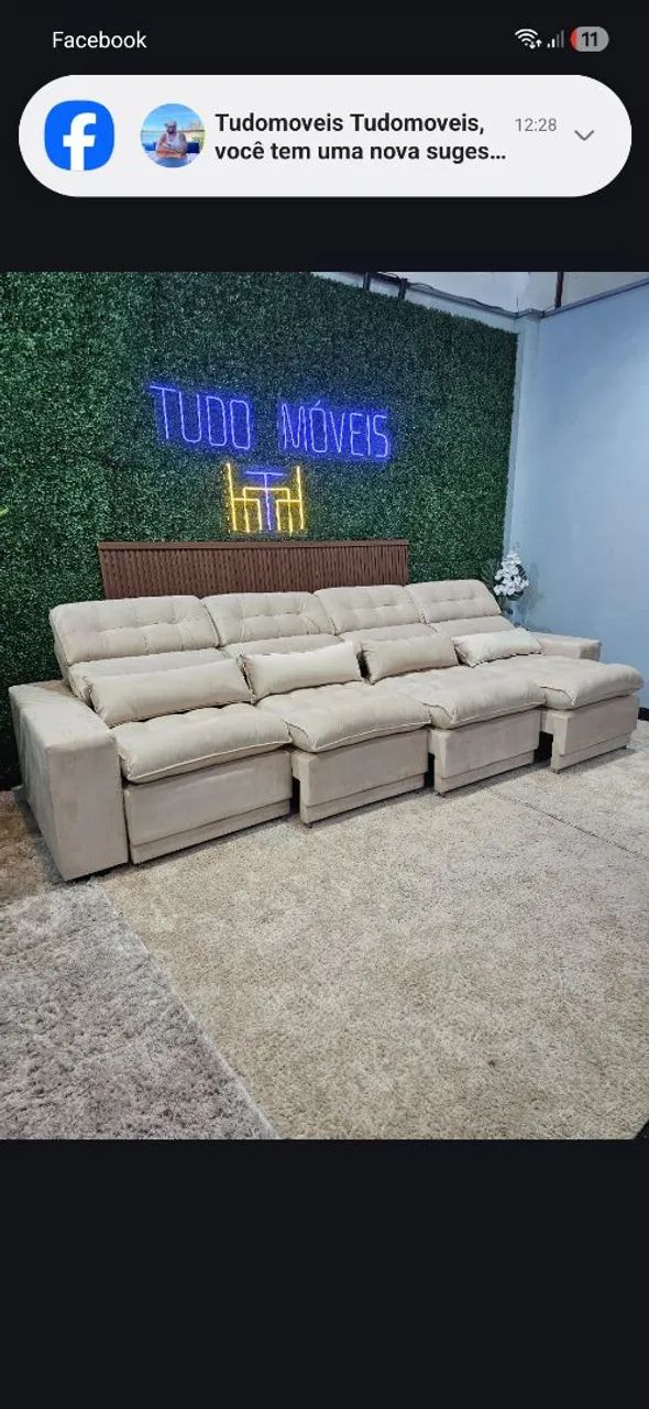 Sofazão retrátil e reclinável de 3,60m todo no Veludo e molas no asento ? - Foto 2