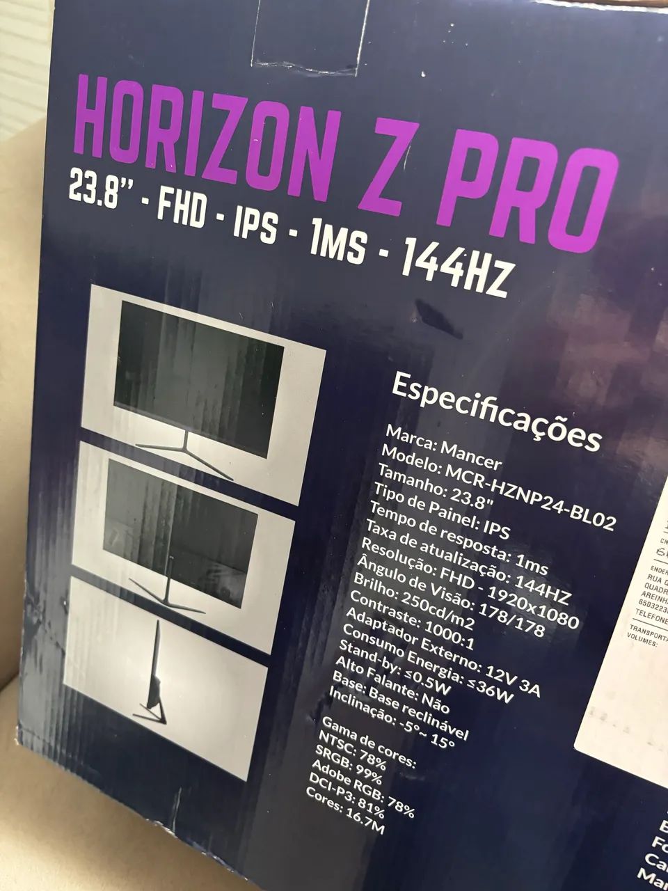 Monitor Horizon Z Pro 24 pol 144 hz IPS 1 Ms  - Foto 2
