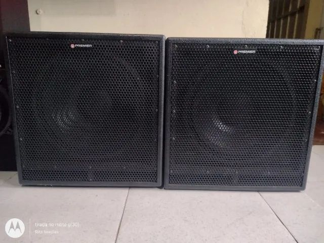 Par de Caixas de Graves, ativa e passiva, 15 polegadas, Slim, 1200wrms