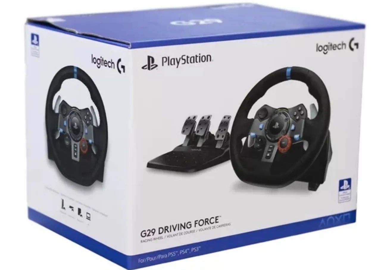 VOLANTE LOGITECH G29 DRIVING FORCE PARA PS5, PS4, PS3 E PC