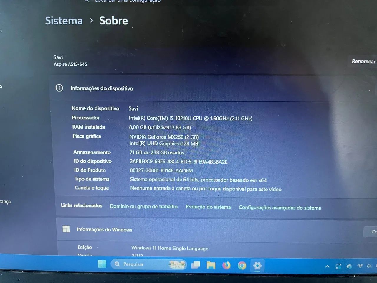 ? VENDO NOTEBOOK ACER ASPIRE 5 ? i5 + NVIDIA GEFORCE MX250 - Foto 4