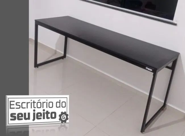  Escrivaninha 1,80m NOVA Mesa de Escritório Industrial Multiuso Computador Gamer Notebook - Foto 4