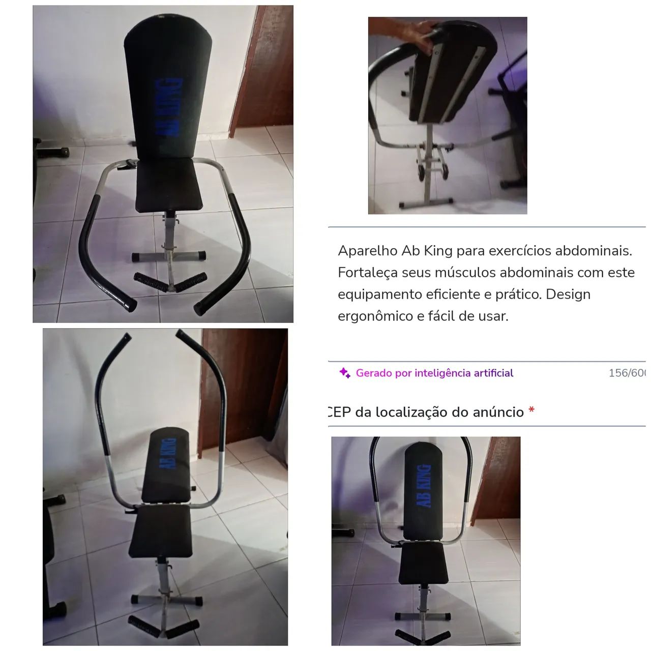 Cadeira de exercícios ou musculação 