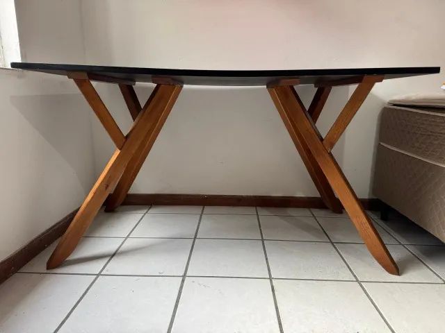 Mesa de Escritório Ipiranga Madeira Maciça Mel e Preta
