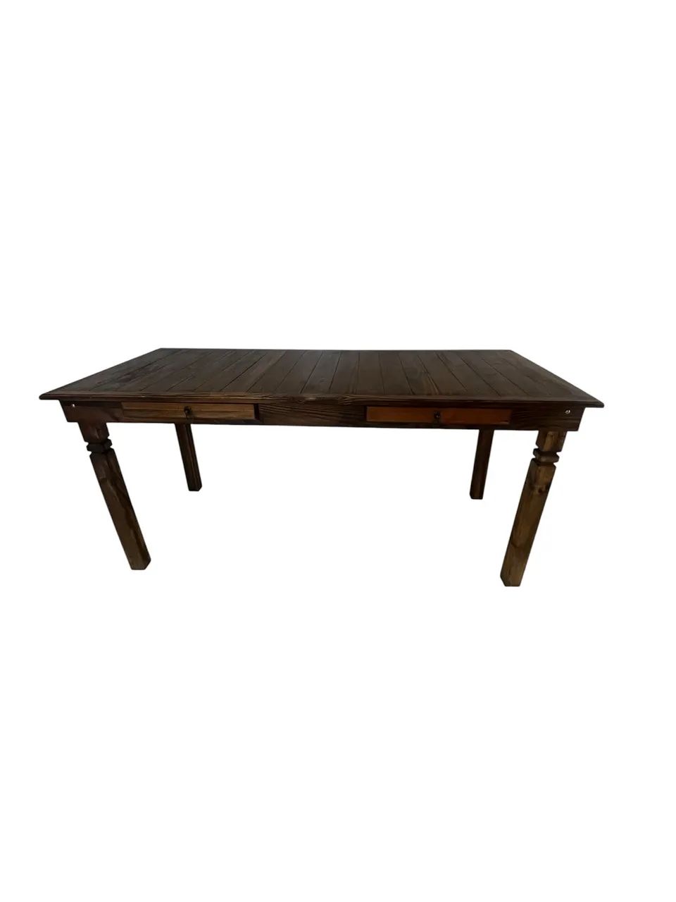 Mesa de madeira de pinos com 02 gavetas
