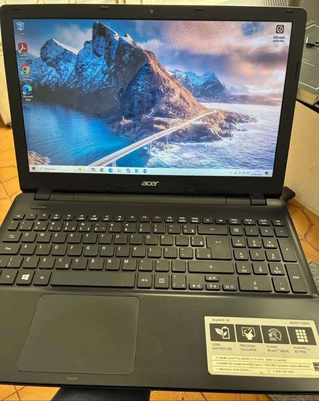 ÓTIMO NOTEBOOK ACER E-E571 (Ssd 120Gb + Windows 10 + carregador original )