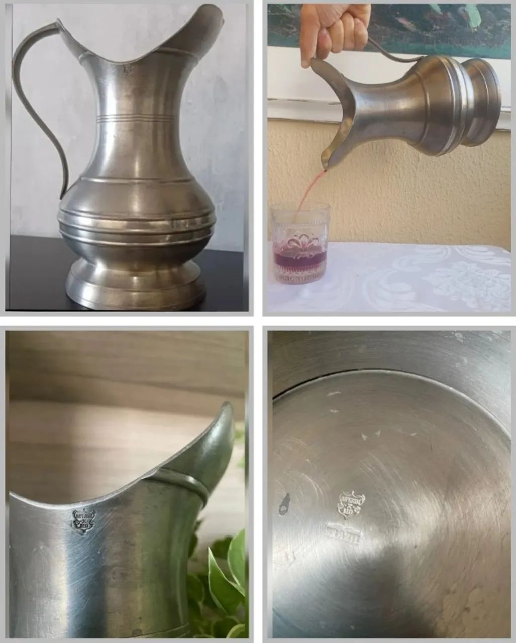 Jarra Vintage 1,5l Rara Antiga Exclusiva Em Estanho Prateado - Foto 4