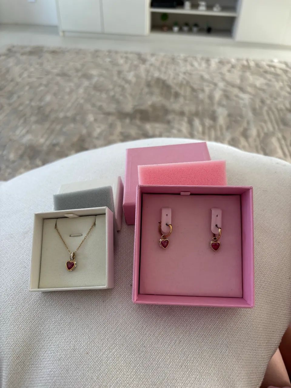 Conjunto Swarovski Coração - brinco e colar 