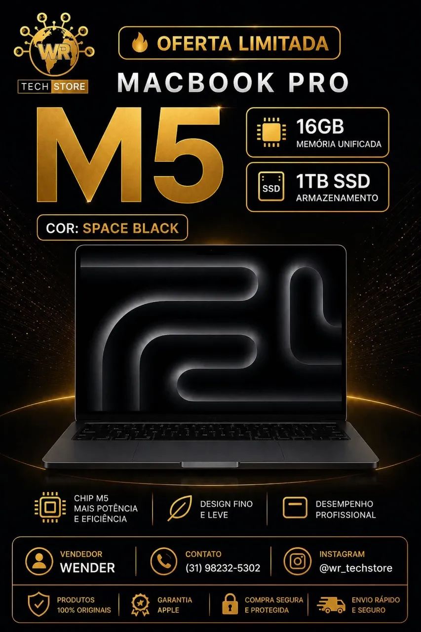 21時終了MacBook Pro M5 16GB 1TB スペースブラック US Apple MacBook Pro M5 14” 16GB 1TB 2025 | Alto Desempenho A3434