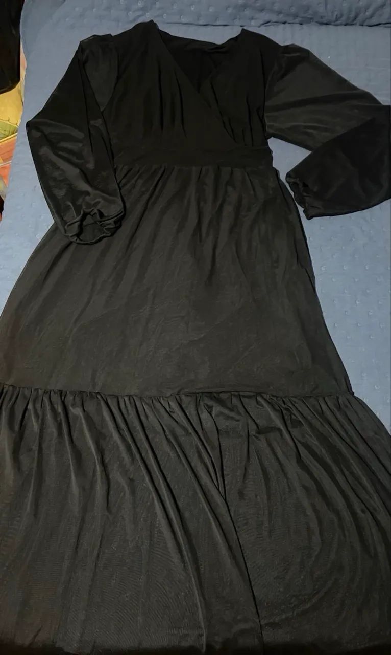 vestido longo preto em tule - Foto 4