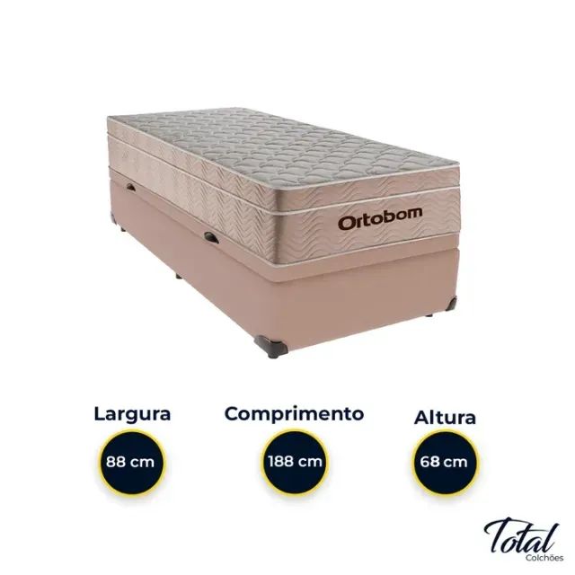 Colchão Solteiro Premium Ortobom + Base Baú cor Nude Suede - Foto 2