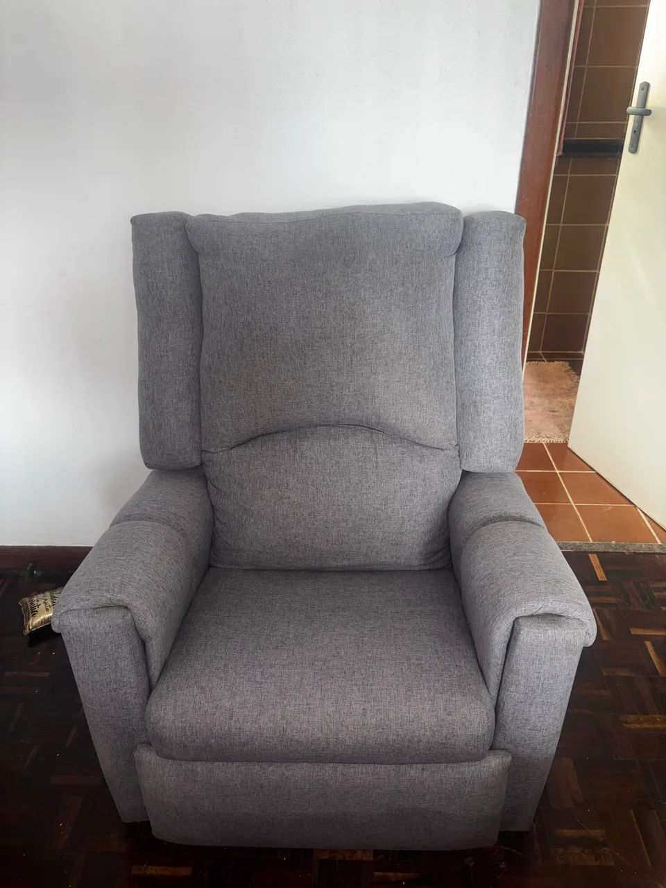 Poltrona Reclinável de Linho - Cor: Cinza - Foto 3