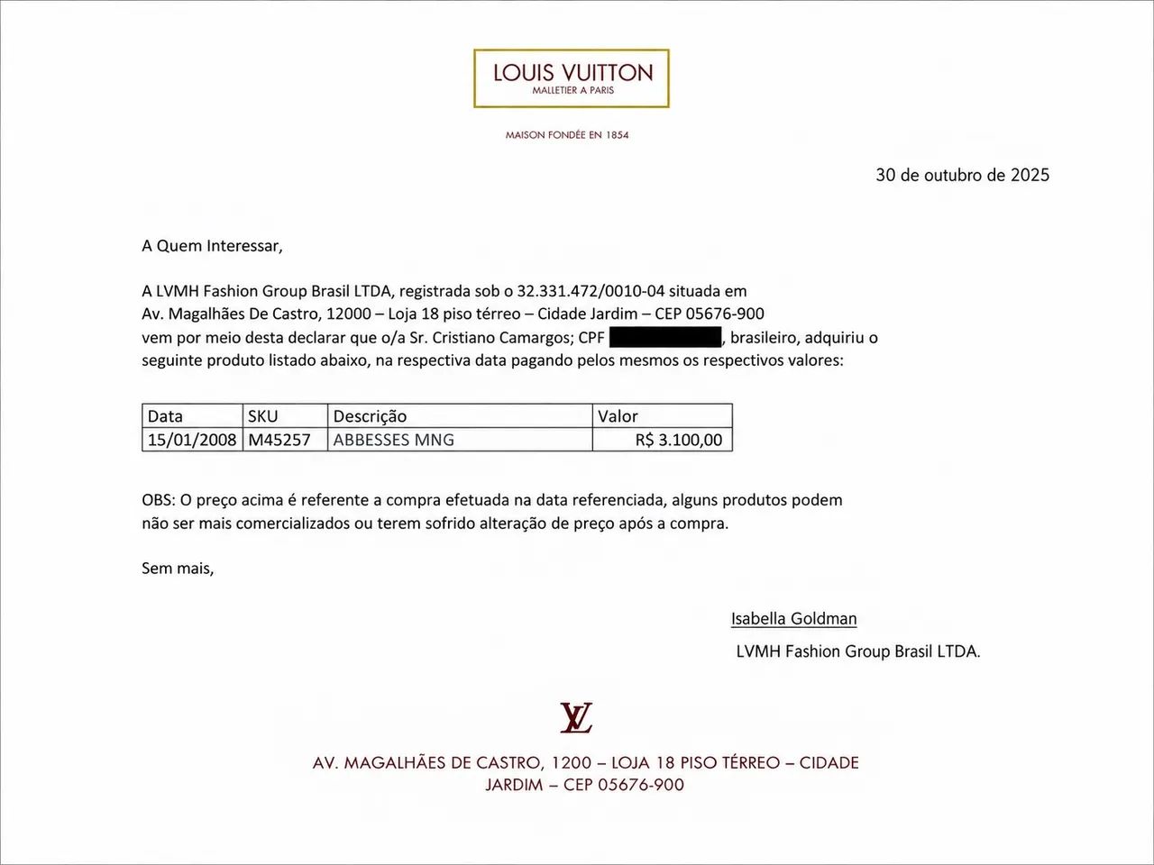 Bolsa Louis Vuitton Abbesses Original - Foto 2