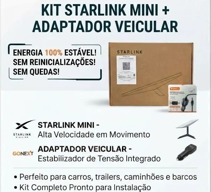Starlink Mini Adaptador Veicular Estabilizado