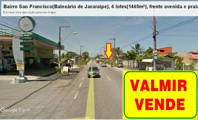 04 Lotes juntos, 360 m² cada, de frente à praia e avenida, no Balneário de Jacaraípe