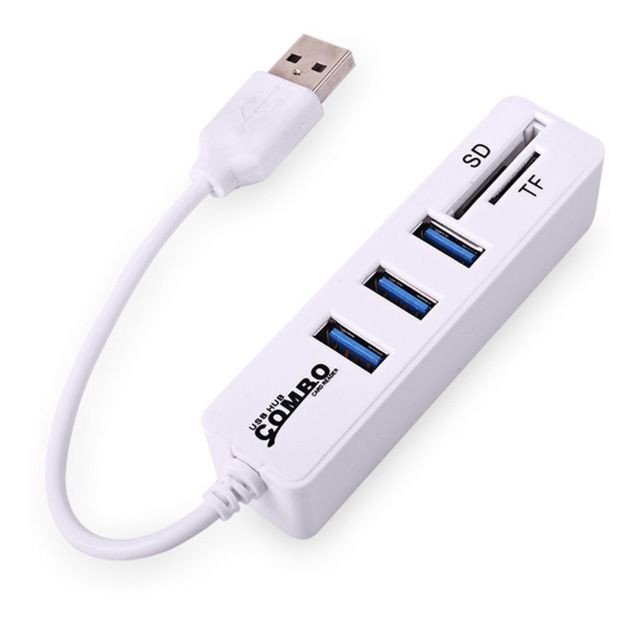 Hub Usb 2.0 Expansor Hub Usb 3 Portas Com Leitor De Cartão de Memória - Foto 3