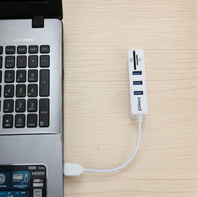 Hub Usb 2.0 Expansor Hub Usb 3 Portas Com Leitor De Cartão de Memória - Foto 2