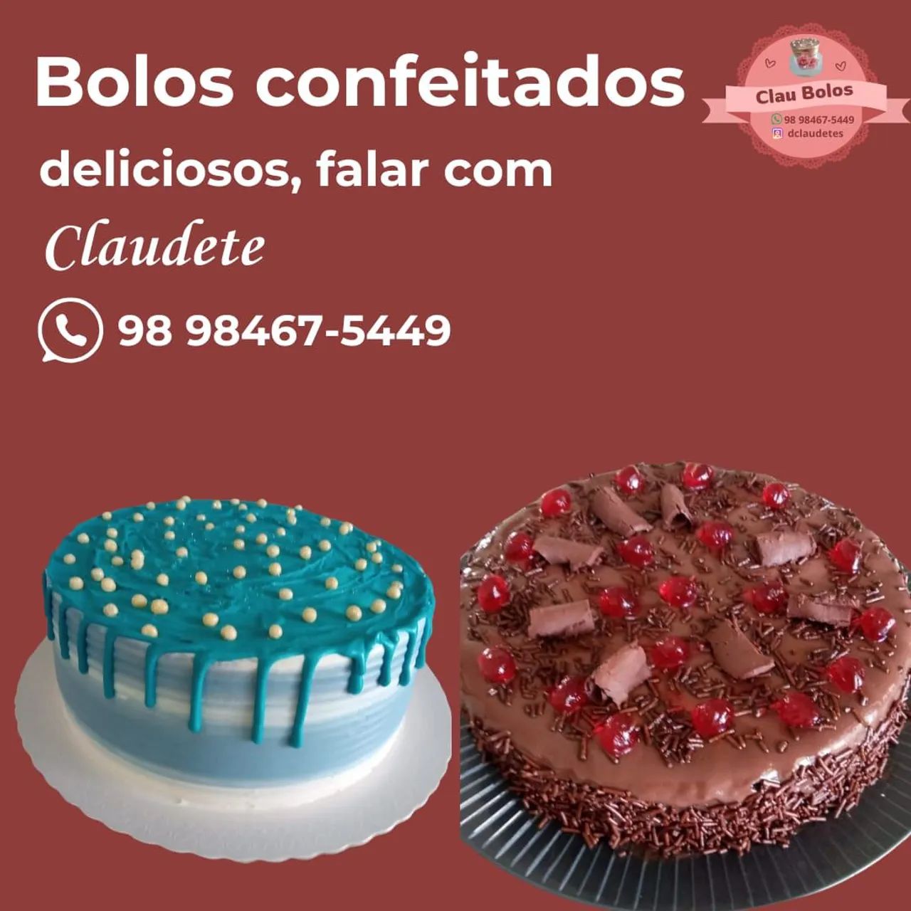 Faço deliciosos bolos confeitados e caseiros,além de cupcakes
