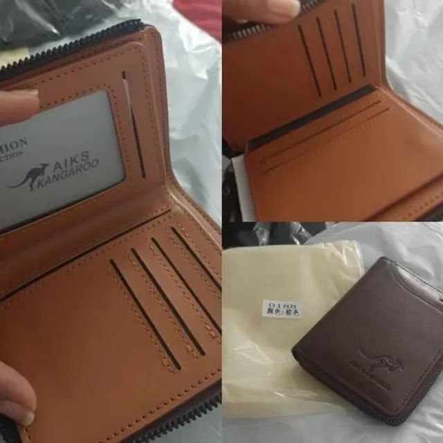 Carteira Masculina De Couro Sintético ótima qualidade com zíper e várias repartições - Foto 2