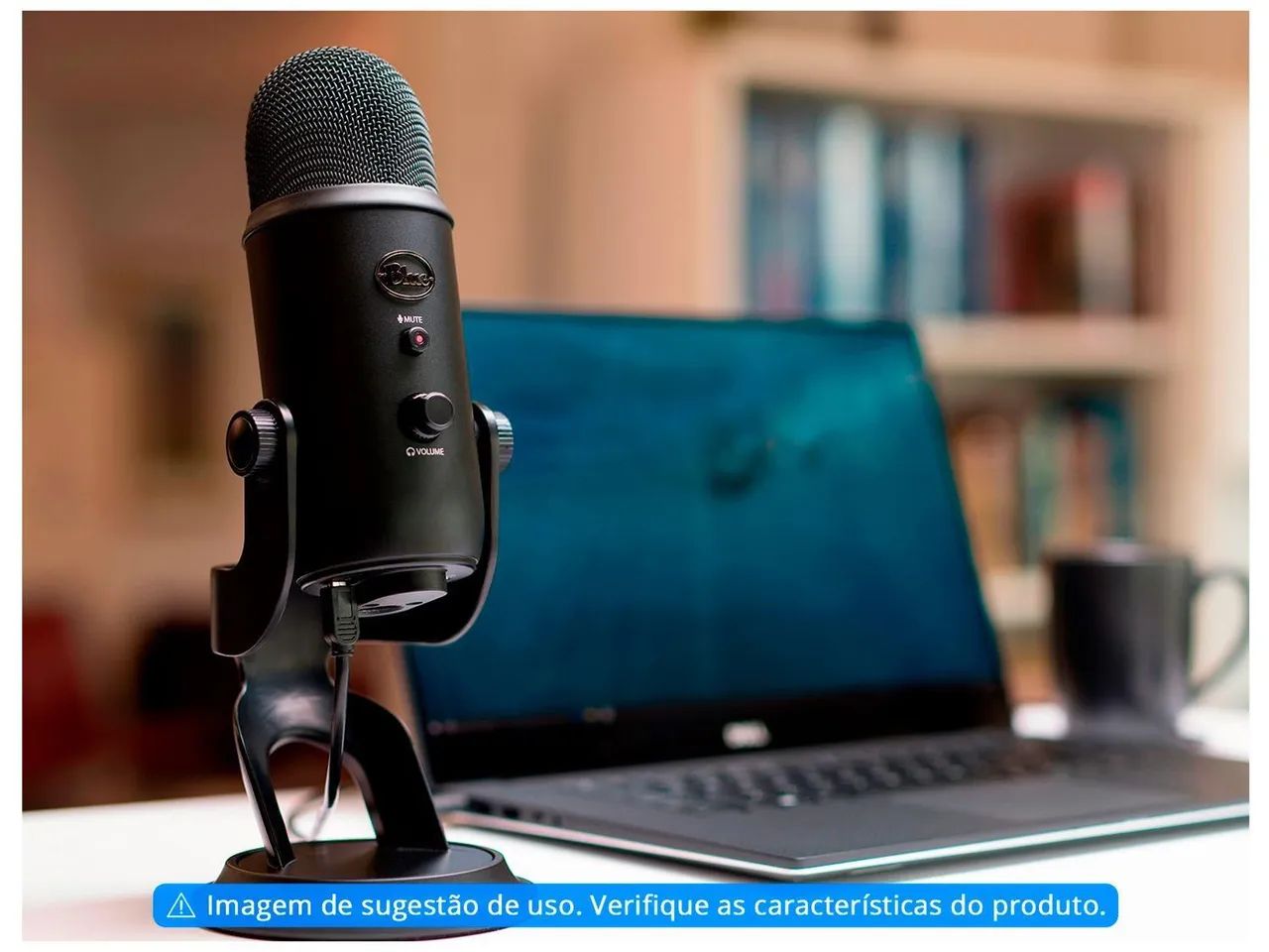 Microfone Blue Yeti USB Preto - Novo - Foto 4