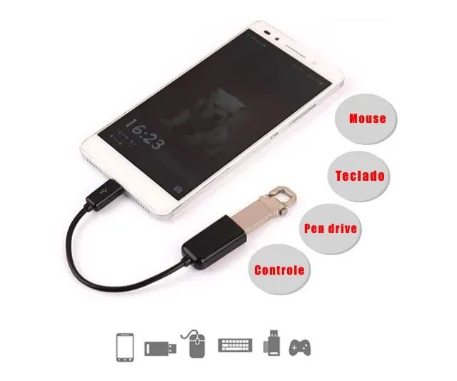 Cabo Adaptador Para Controle No Celular Otg Micro Usb V8 - Foto 6