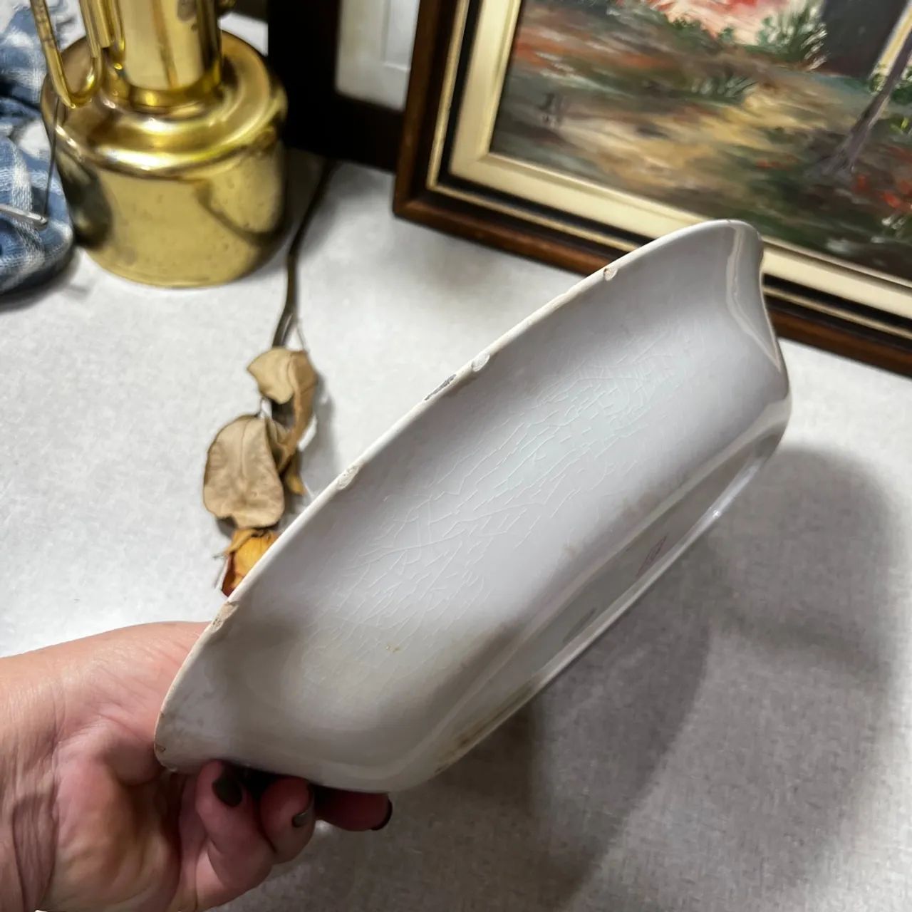 Travessa antiga com flores - 31x22x6 cm - Foto 3