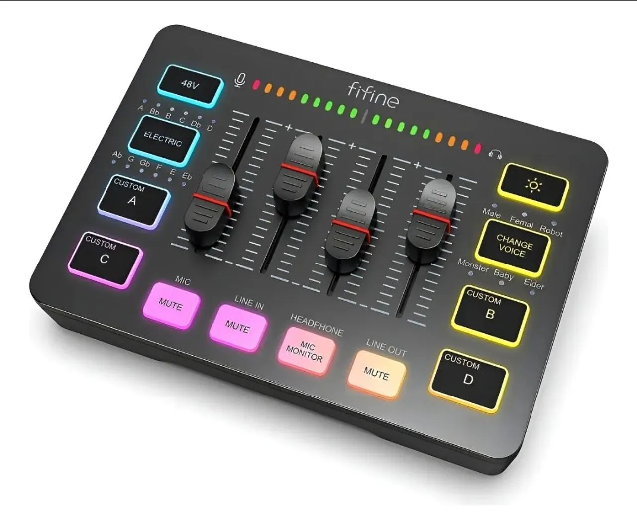 Fifine RGB Gaming Audio Mixer Table - Fifine RGB Gaming Audio Mixer + USB to USB-C Cable64522264333314120