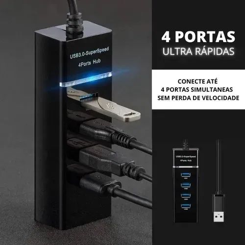 Hub Usb 3.0 4 Portas Expansor Rápido 5 Gbps Alta Velocidade - Foto 2