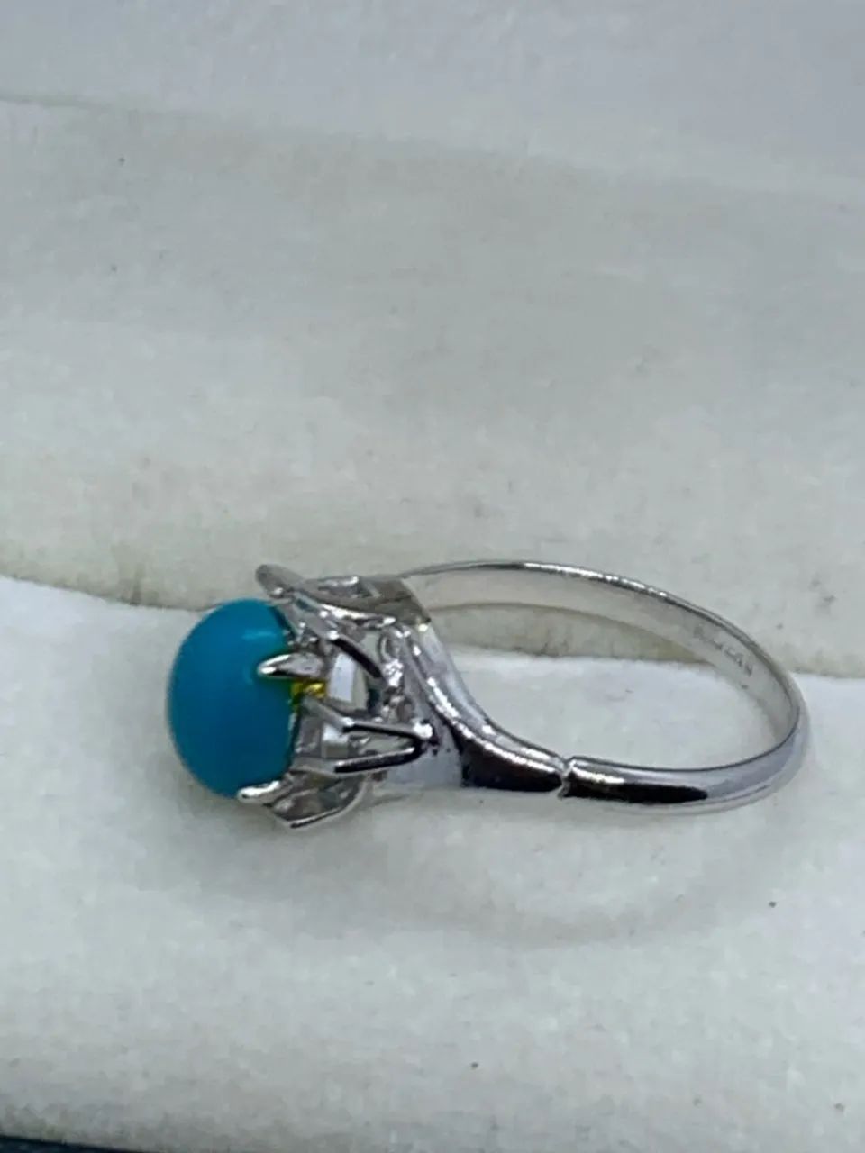 Anel de prata com pedra azul Turquesa Elegante aro 14 - Foto 3