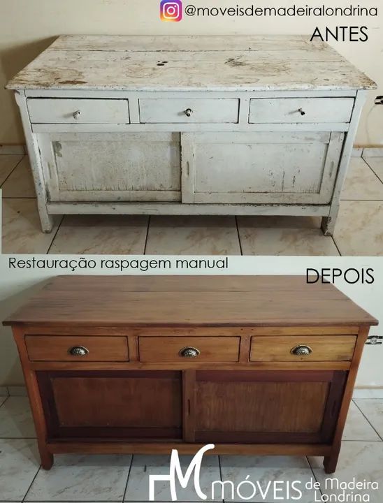 Restauração de móveis de madeira, raspagem e verniz. - Foto 3