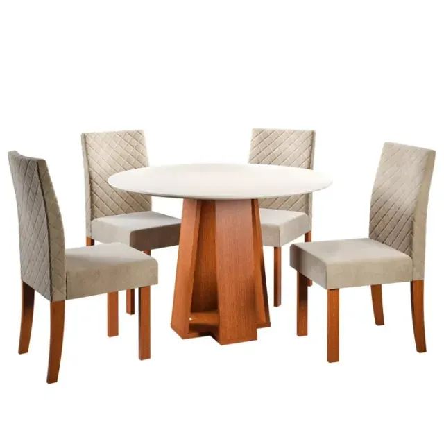 Mesa De Jantar Redonda Com 4 Cadeiras
